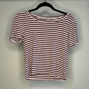 Striped Red Grey White Charlotte Russe Short Sleeve Top